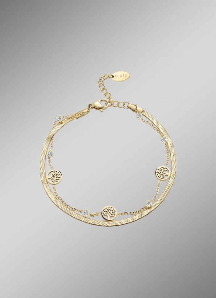 Lebensbaum-Armband aus Edelstahl mit Kristallen 