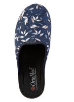 Zweierpack Pantoffeln aus samtig, weichem, bedrucktem Textilmaterial 1X BLAU, 1X BORDEAUX