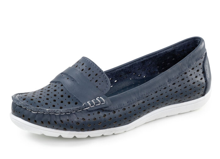 Gemini Slipper aus Nappaleder mit Lederspange MARINE