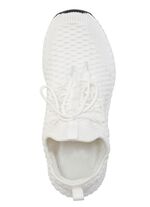 Schn&uuml;r-Sneaker aus strukturiertem Textilmaterial WEISS