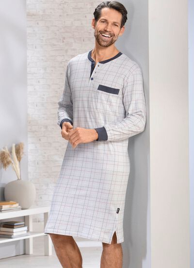 Nachthemd mit Knopfleiste und B&uuml;ndchen 