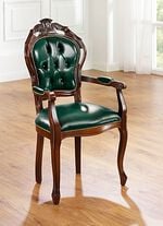 Esszimmer-St&uuml;hle und Sessel mit Lederbezug 