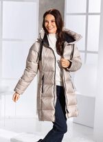 Daunen-Kurzmantel mit fester Kapuze 