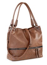 Tasche mit trendigen Ziernieten COGNAC
