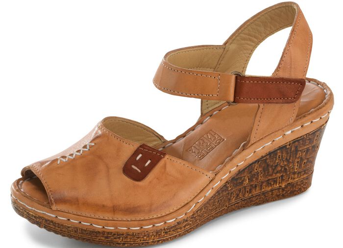 Gemini Sandalette aus schattiertem Rind-Nappaleder COGNAC-MARONE