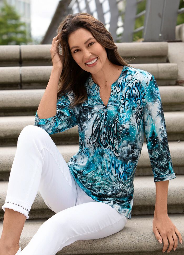 Shirt-Tunika mit farbbrillantem Druck 
