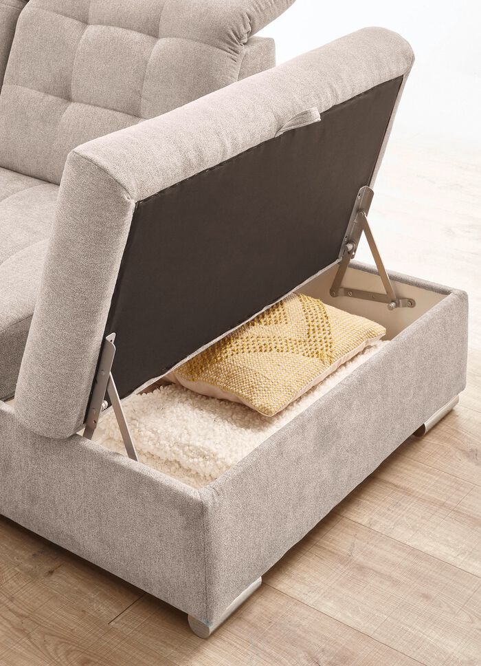 Wohnlandschaft mit Funktion und Bettkasten BEIGE