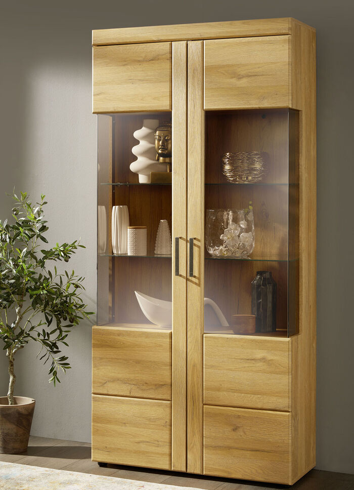 Vitrinenserie mit Türen und Schubladen mit Softclose EICHE HELL