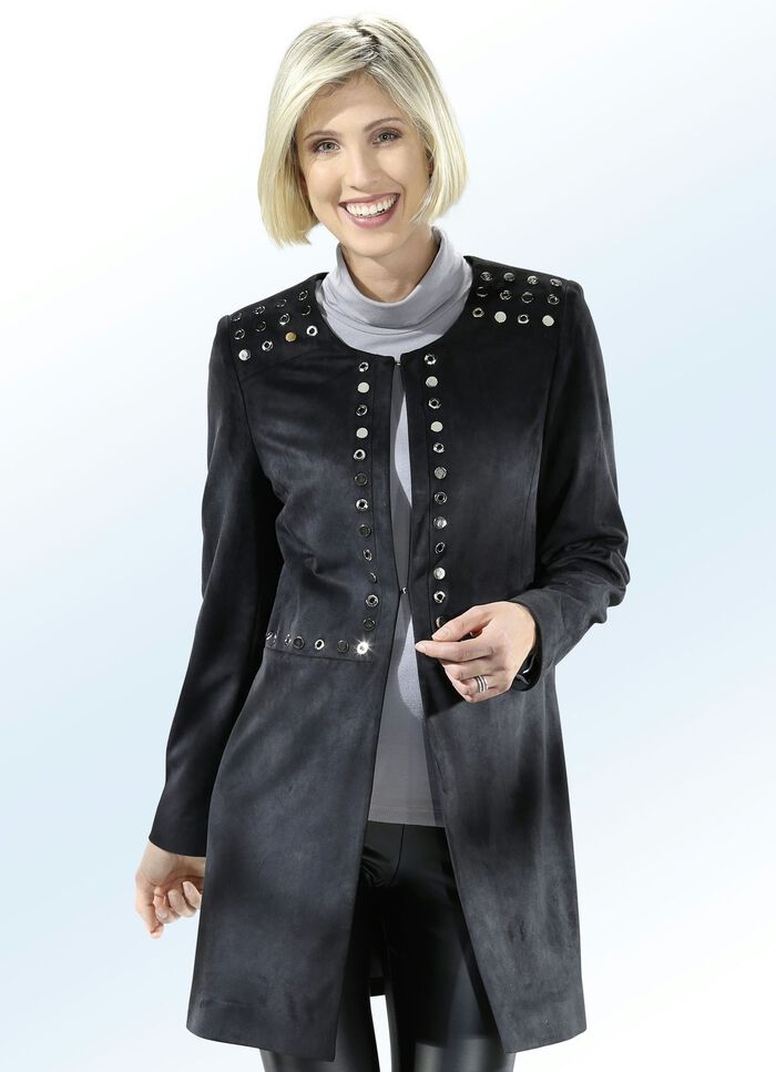 Longjacke mit Nieten- und Plättchenzier 