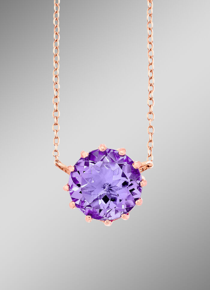 Funkelnde Halskette mit echt Amethyst 