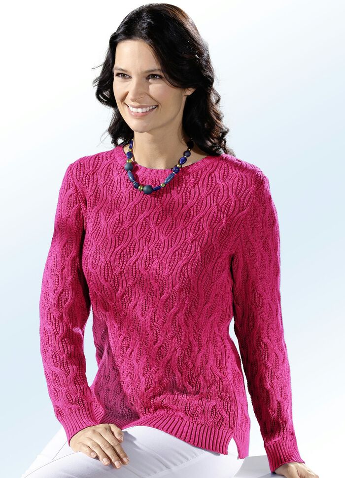 Pullover mit Strukturdessin HIMBEERE