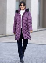 Kurzmantel mit abnehmbarem Kunstpelz-Besatz PURPLE