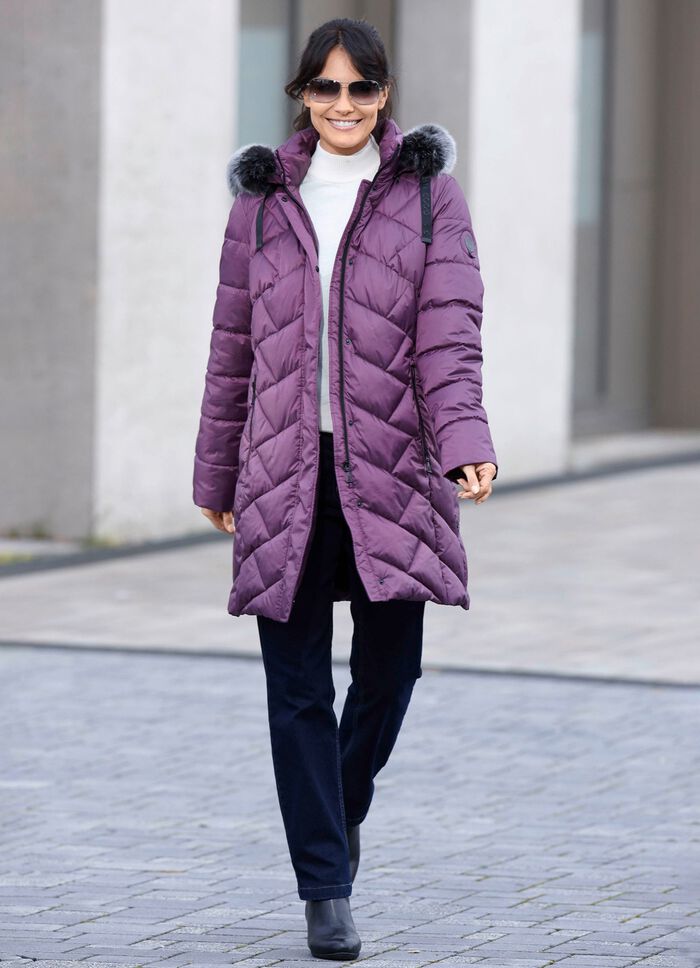 Kurzmantel mit abnehmbarem Kunstpelz-Besatz PURPLE