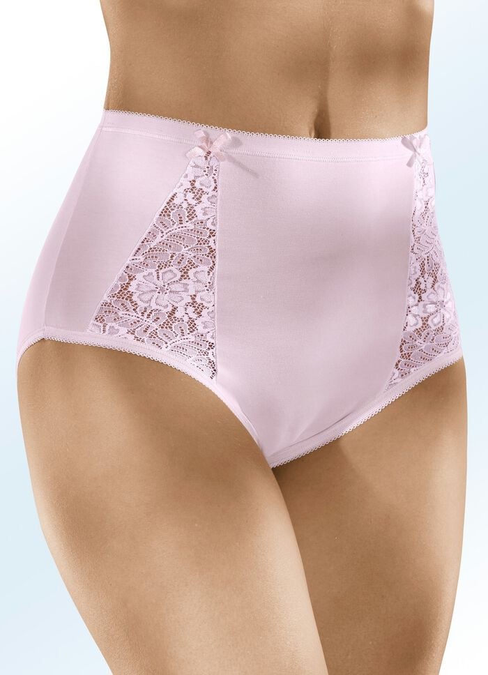Viererpack Slips mit elastischen Spitzeneins&auml;tzen 
