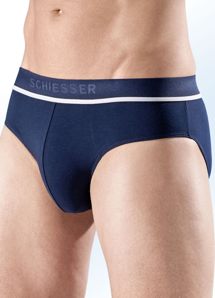 Schiesser Dreierpack Slips aus Feinjersey 1X MARINE, 1X ROT, 1X GRAU MELIERT