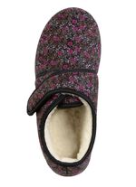 Warme Damen-Hausschuhe, Weite H, mit Klettverschluss SCHWARZ-BUNT