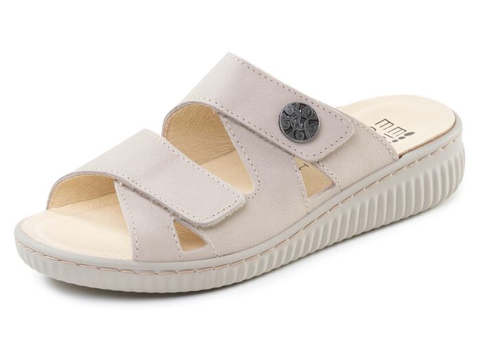 ELENA EDEN, bequeme Damen-Pantoletten, Weite H, mit herausnehmbarem Fu&szlig;bett BEIGE