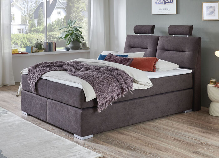 Boxspringbett mit Topper und Bettkasten BRAUN