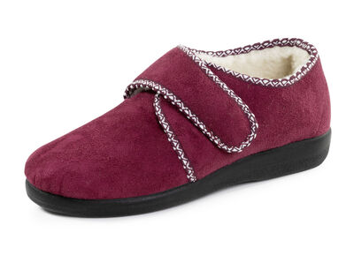 Warme Damen-Hausschuhe, Weite H, mit Klettverschluss 