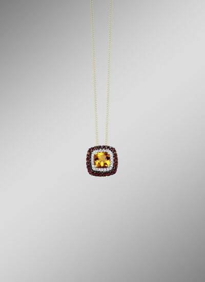 Bezaubernder Anhänger mit Brillanten, Citrin und Granat 