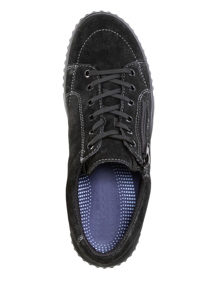 Schnürschuh aus hochwertigem Rind-Veloursleder SCHWARZ