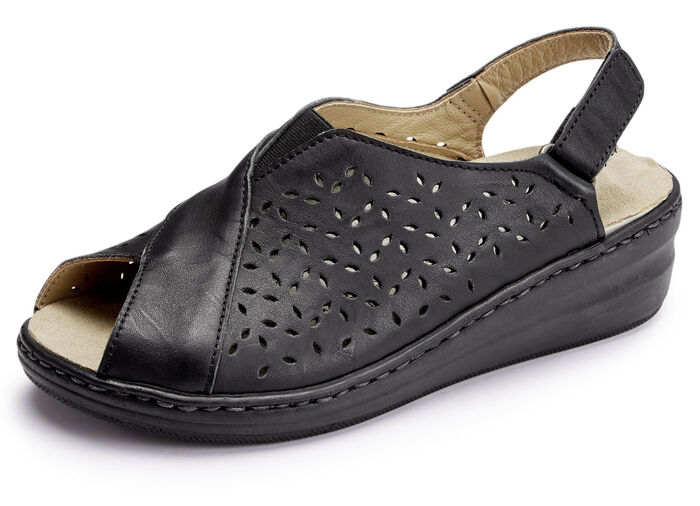 Gemini Sandale aus luftig perforiertem Rind-Nappaleder SCHWARZ