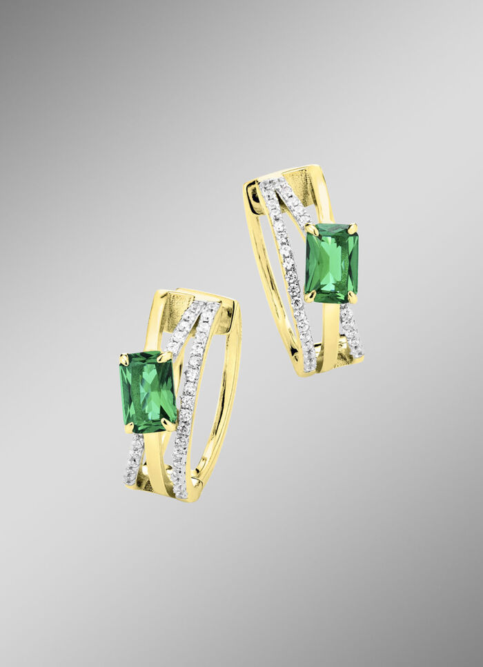 Vergoldete Klappcreolen mit Zirkonia 