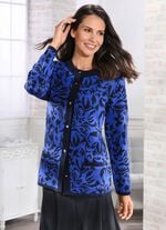 Strickjacke mit Schurwolle BLAU-MARINE