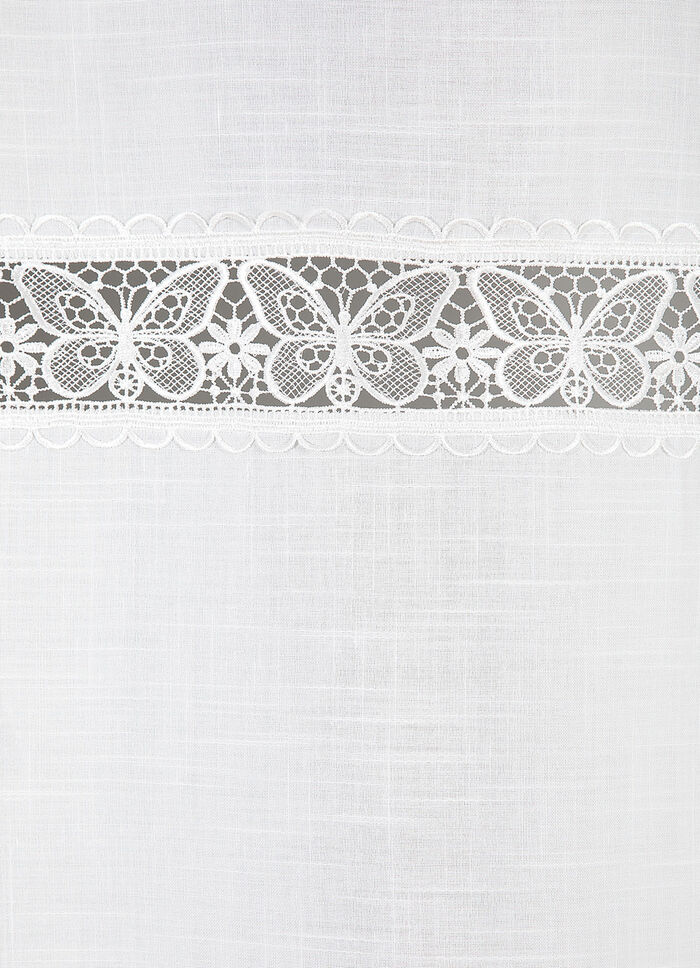 Seitenschal mit feiner Schmetterlingsstickerei-Bordüre 