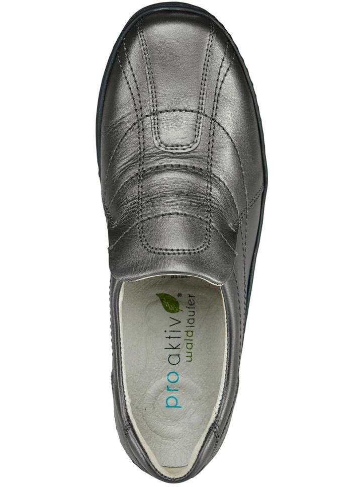 Waldl&auml;ufer, bequeme Damen-Slipper, Weite H, mit herausnehmbarem Fu&szlig;bett ALTSILBER