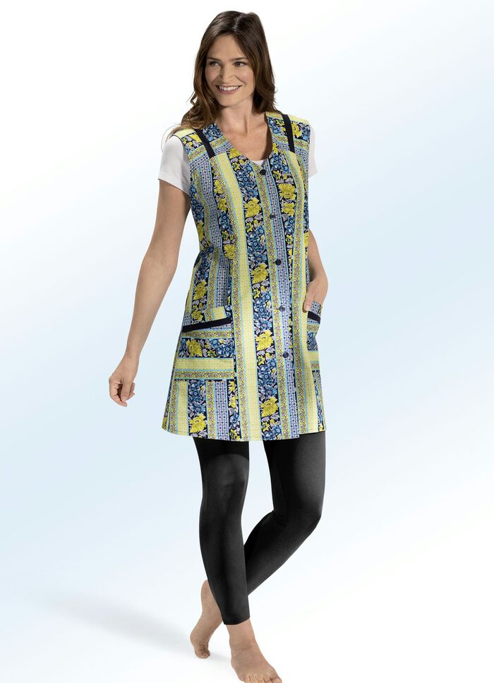 Kasack mit kontrastfarbener Blende 