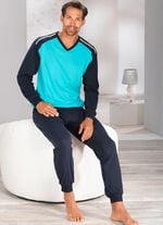 Zweierpack Schlafanz&uuml;ge mit V-Ausschnitt und B&uuml;ndchenabschl&uuml;ssen  