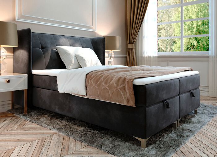 Boxspringbett mit Bettkasten und Topper 