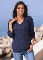 Pullover in Feinbouclé MARINE