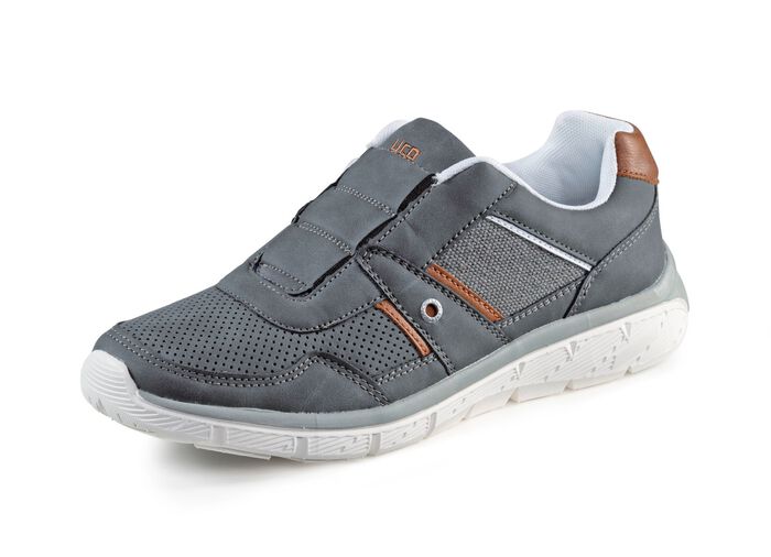 Slipper aus Synthetik mit Textil-Eins&auml;tzen 