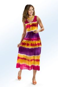 Lila-fuchsia-mango- weißes Kleid - Modetrends Frühjahr/Sommer 2018