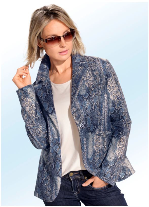 Blazer mit Reptildessin und Goldglimmer