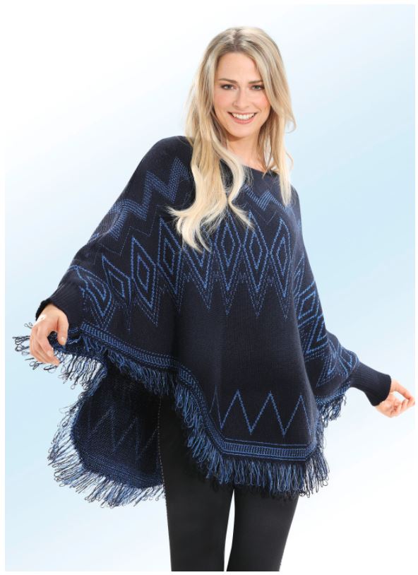 Poncho-Pullover in 2 Farben mit Glitzerakzenten