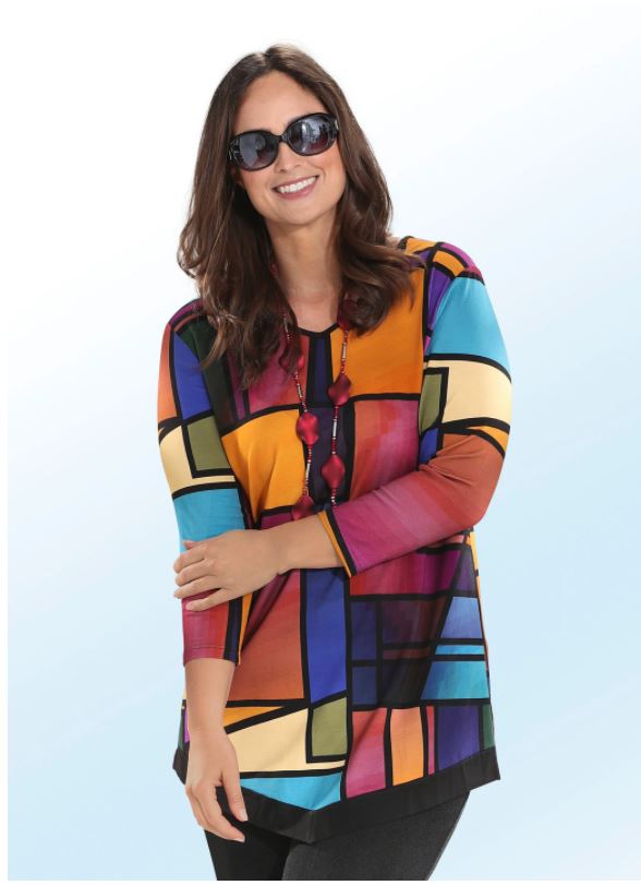 Ausdrucksvolles Longshirt mit V-Ausschnitt