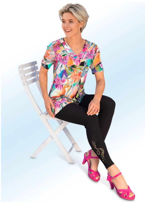Leggings mit dekorativem goldfarbenem Strass- und Metallplättchen-Ziermotiv