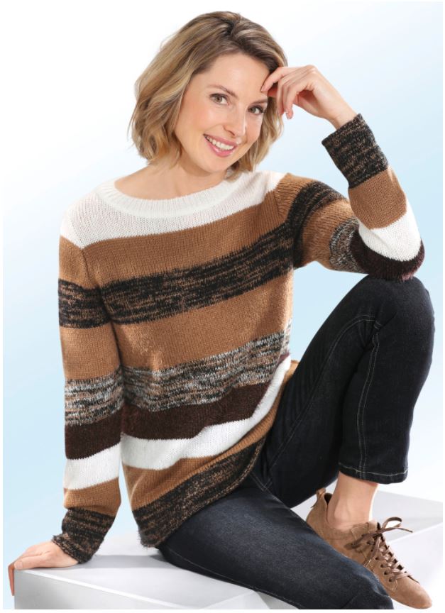Pullover mit Baumwolle in interessantem Blockringeldessin