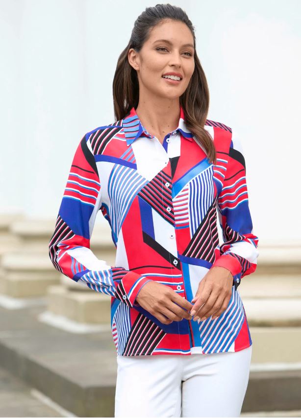 Bluse mit Hemdkragen bunt