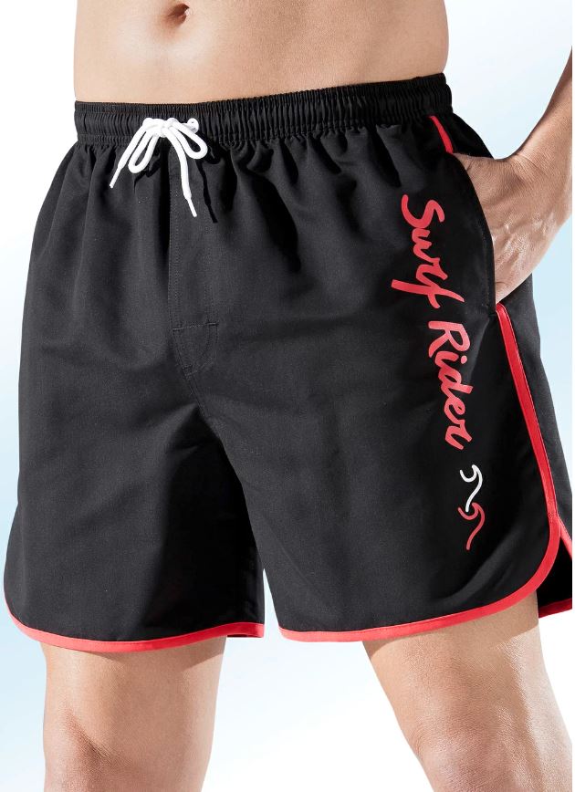 Badeshorts mit seitlichem Druckdessin, Microfaser