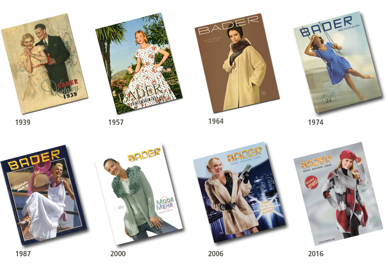 Historische BADER-Katalogtitel von 1939 bis 2016 im Überblick